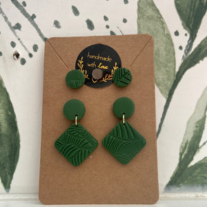 Green Leaf Dangles and studs Combo