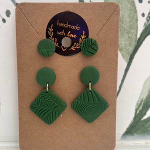 Green Leaf Dangles and studs Combo