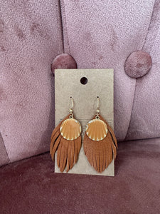 Orange Shell/Feathered Earrings
