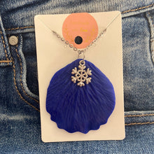 Load image into Gallery viewer, Blue Petal with Snowflake charm Necklace