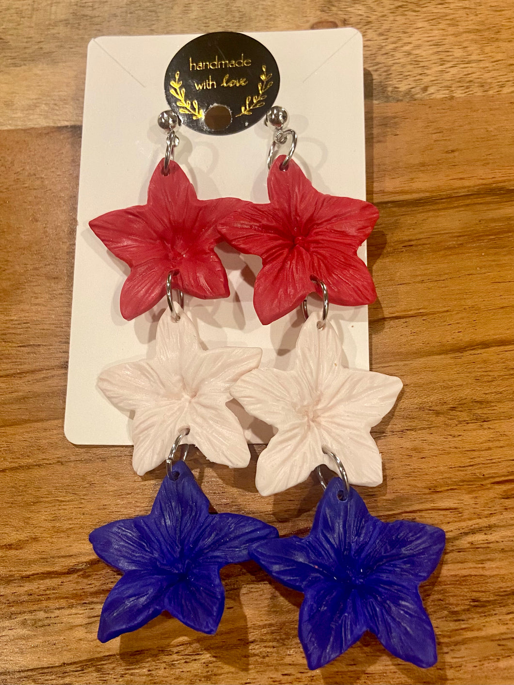 4th of July Red White and Blue Flower Dangles