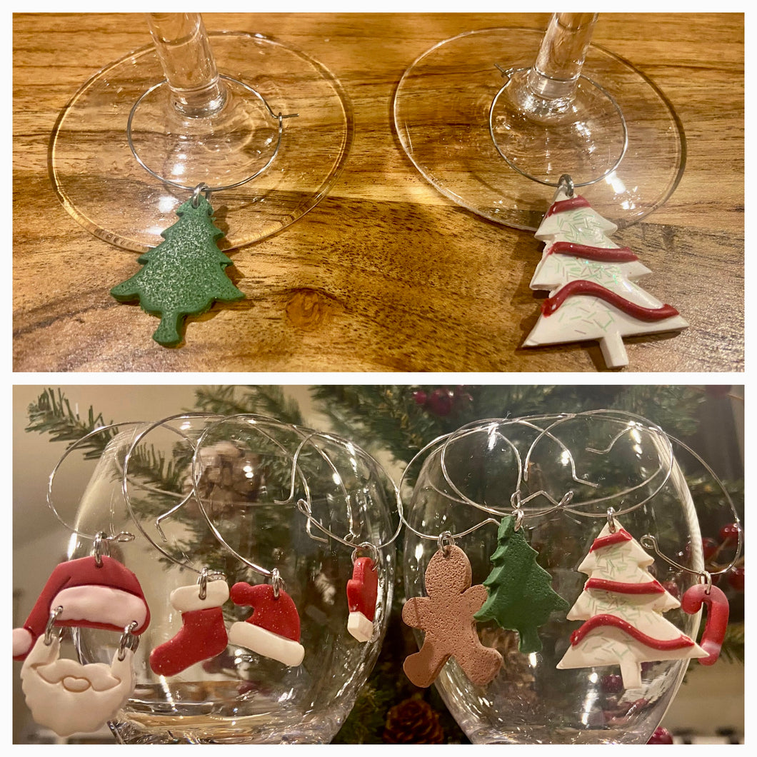 Christmas Wine Glass Stem Markers (8 Total)