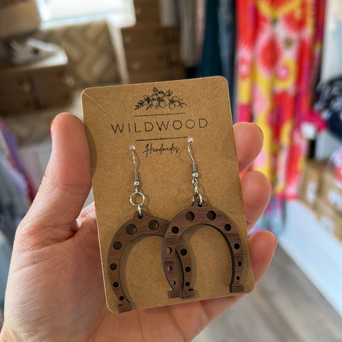 Horseshoe Wood Earrings