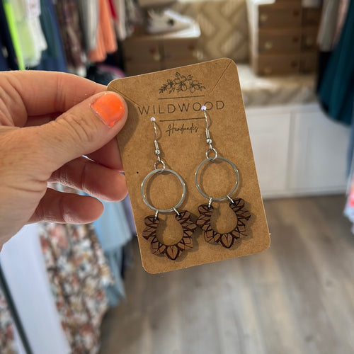 Wood Flower Earrings