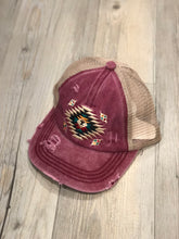 Load image into Gallery viewer, Distressed Aztec High Pony Ball Cap